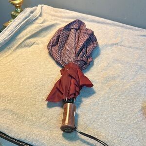 Elegant VINTAGE GIVENCHY  Burgundy Patterned Umbrella